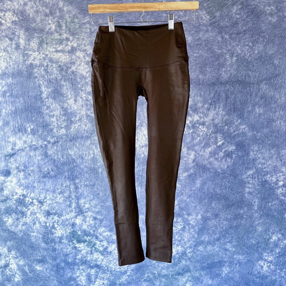 DG2 Diane GilmanSlim and Sleek Brown Faux Leather Leggings Sz XS
